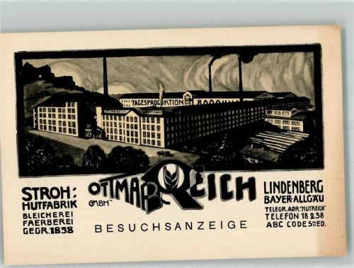 Lindenberg Stroh-Hutfabrik Ottmar Reich Besuchsanzeige