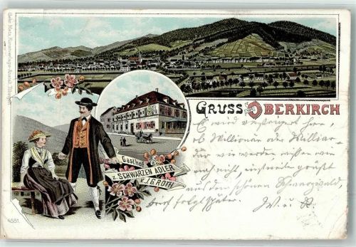 Oberkirch 1901 Gasthaus Zum schwarzen Adler J. g. Roth Trachtenpaar