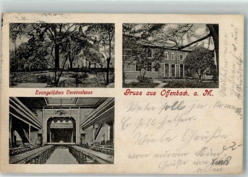 Offenbach 1909 Ev. Vereinshaus Garten Saal