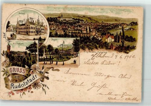 Rudolstadt 1900 Postamt Marienturm Anger