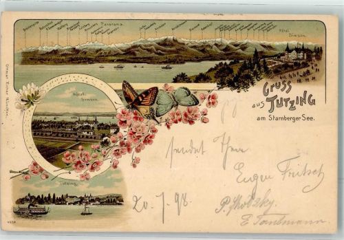 Tutzing 1898 Starnberger See Schmetterlinge Hotel Simson
