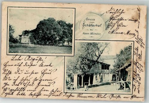 Hann. Münden 1901 Der Schäferhof Bahnpost Hannover-Kassel Zg. 75