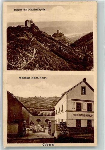 Kobern Niederburg Oberburg Mathiaskapelle Weinhaus Haupt Bahnpost Trier-Koblenz