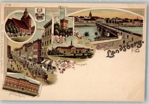Landsberg a.d. Warthe Artillerie-Kaserne Marienkirche Richt-Straße Wappen Nervenheilanstalt