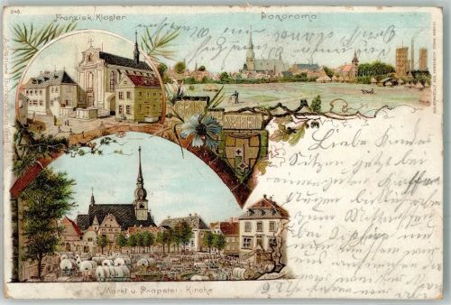 Werl 1898 Markt Marktszene Propstei-Kirche Franziskaner-Kloster