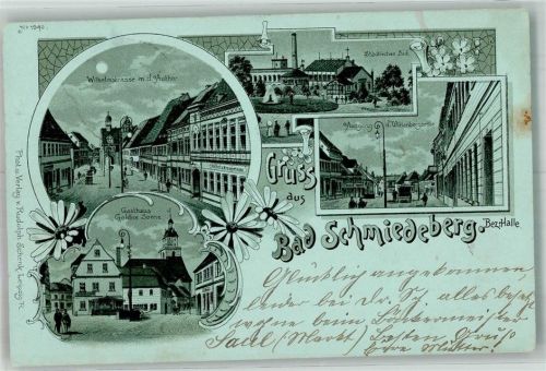 Bad Schmiedeberg 1901 Städtisches Bad Gasthaus Goldene Sonne Wilhelmstrasse Autor