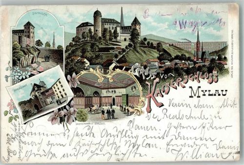 Mylau 1897 Kaiserschloss Mylau Schlosshof Zwinger Gastraum