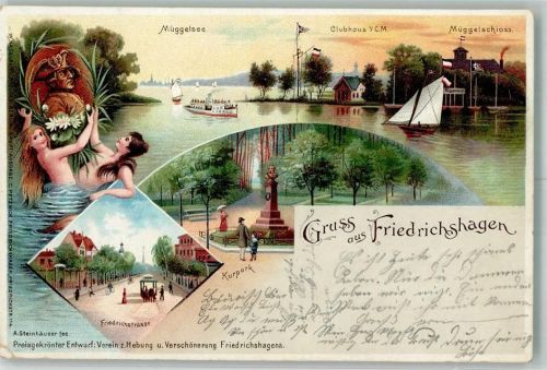 Friedrichshagen 1901 Gruss aus Müggelse Friedrichstr. Mermaid