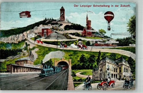 O7000 Leipzig Scherbelberg Ballon Automobil Zukunft 1910