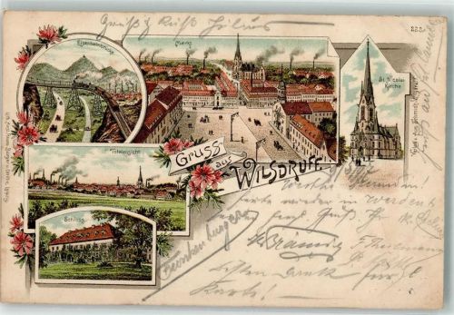 Wilsdruff 1897 Schloß Eisenbahnbrücke St. Nikolaikirche Marktplatz