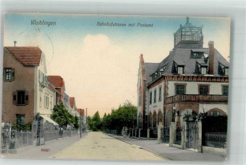 Waiblingen 1913 Bahnhofstrasse Postamt
