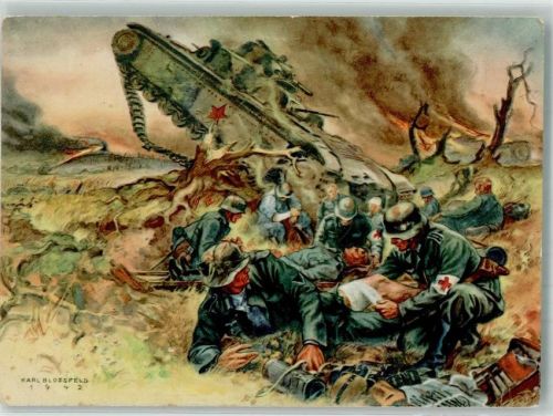 1942 Rotes Kreuz Nr. 2 Erste Hilfe Panzer Sanitätsdienst des Heeres a.d. Front sign. Karl Bloßfeld