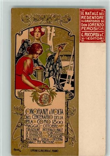 Como 1899 Esposizione Internatzionale di Elettricita sign. Hohenstein A. Jugendstiel