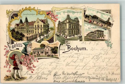 Bochum 1897 Zwerg Ev. Vereinshaus Schützenhof Städt. Turnhalle