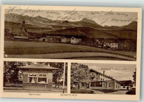 Schaftlach 1923 BahnpostLenggries Zug 1289 29.4.28 Bahnkiosk Bahnhof-Gasthaus