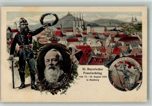 Bamberg 1910 XI Bayrischer Feuerwehrtag sign. E. Zimmer Festpostkarte