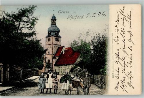Herford 1906 St. Jakobikirche Kinderguppe Kinderwagen