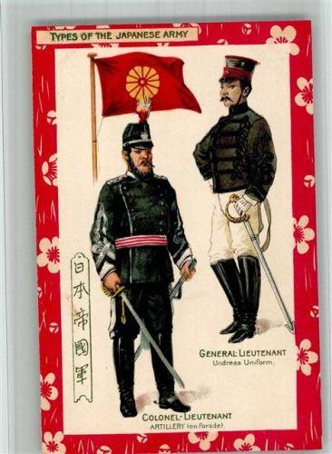 Types of the Japanese Army Uniform Colonel + General Leutnant Lithographie Tucks Karte Serie 6089 Chromographed