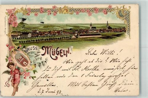 Mügeln 1897 Putto Stadtwappen