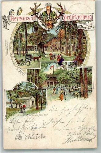 Dessau 1900 Gasthaus Sieglitzerberg Gartenwirtschaft Gasthausstempel