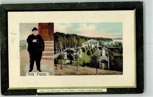 Grünheide 1913 Gasthaus Vater Fielitz Bildnis Fritz Fielitz Passepartout