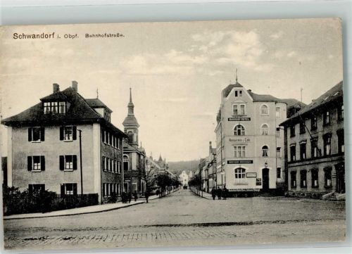 Schwandorf 1924 Bahnhofstraße Bahnpost Regensburg-Hof Zug 1025