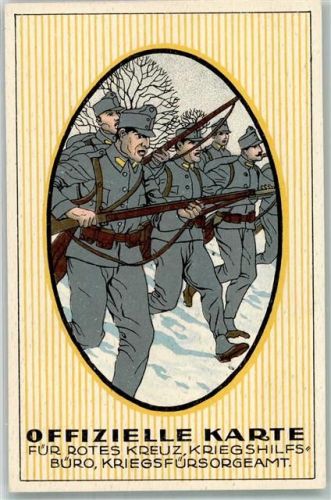 Kriegshilfsbüro offizielle Postkarte Soldaten Angriff