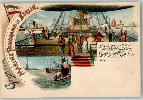 1899 Dampfer Saale Gruss vom Marine Panorama Berlin