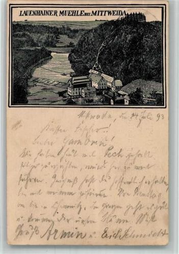 Mittweida 1893 Vorläufer Druck um 1880 - 1889 Lauenhainer Mühle