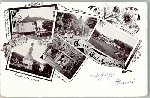 Mariabrunn 1900 Adelskorrespondenz Kapelle Gasthaus Am Blockhaus Brunnen Fürstenhaus
