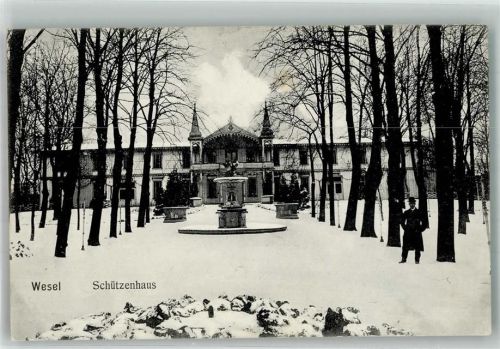 Wesel 1911 Gasthaus Schützenhaus Garten Brunnen Winter