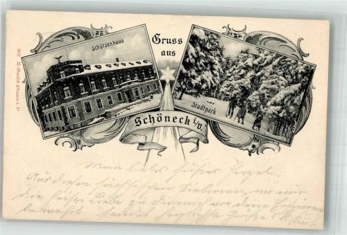 Schöneck 1901 Hotel Schützenhaus Reichsadler Stadtpark Winter