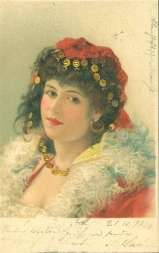 Aschersleben 1900 Kette und Haarschmuck mit Perlen Ort lt. Stempel