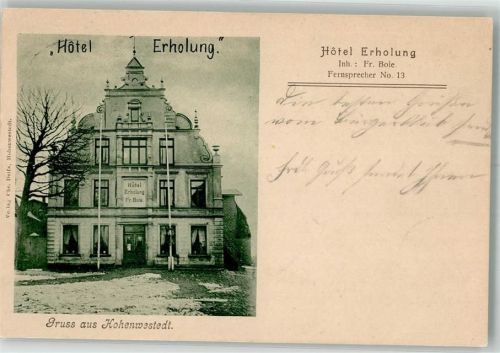Hohenwestedt 1904 Hotel Erholung