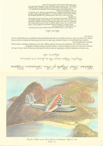Rio de Janeiro 1934 Speisekarte Brazilian Clipper Sikorsky S42 Historic First Flight Klappkarte 17,5 x 12,5 (25) cm