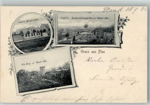 Plau 1904 Alte Burg Plauer See Gasthaus Krafft's Bürgerhalle Restaurationsgarten
