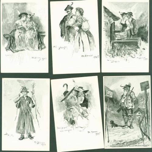 Lot mit 6 AK Serie signiert Otto Berner Künstlerkarten