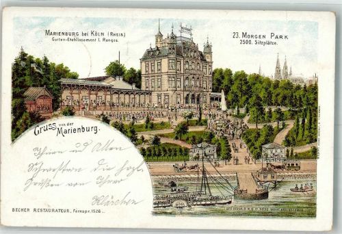Köln Marienburg 202 1898 Gasthaus Etablissement Marienburg Rheinsalondampfer