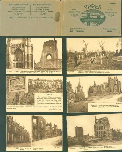 Ypres Lot mit 10 AK WK I Kriegszerstörungen Ruinen Originalumschlag