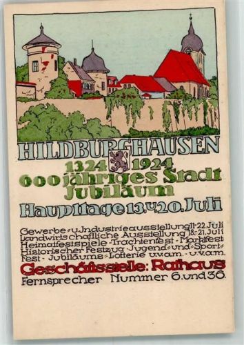 Hildburghausen 1924 600 Jahre Stadt Hildburghausen 1924 Ausstellungs- und Festtermine