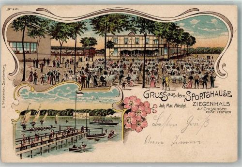 Wernsdorf 1902 Gasthaus Etablissement Sportshaus Ziegenhals Garten Bootssteg