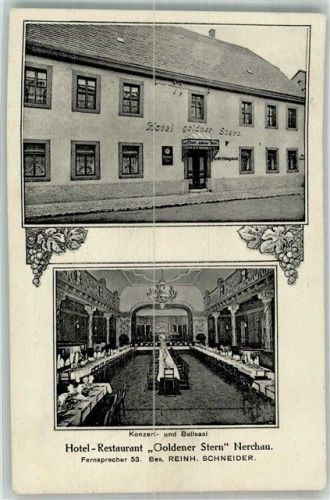 04685 O7246 Nerchau Foto AK Hotel-Gasthaus Goldener Stern Konzert- und Ballsaal