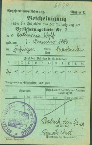 Brebach-Fechingen Angestelltenversicherung Bescheinigung über die Endzahlen aus der Aufrechnung