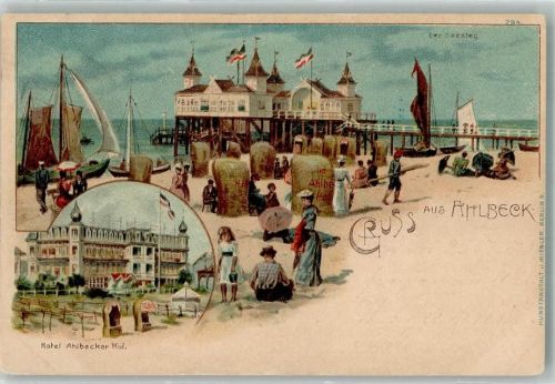 Ahlbeck 1901 Der Seesteg Strand Strandkörbe Hotel Ahlbecker Hof