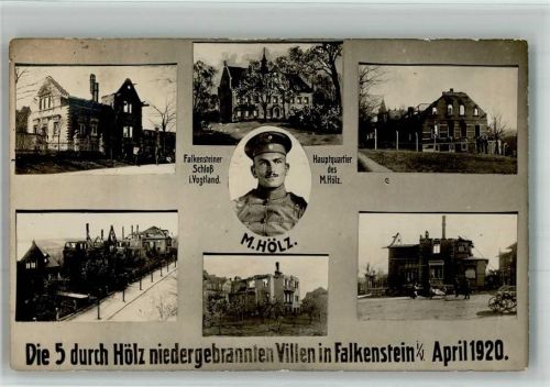 Falkenstein 1920 Die 5 durch M. Hölz niedergebrannten Villen Verbrechen