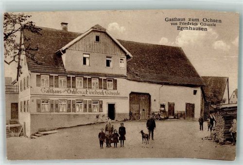 72227 W7271 Egenhausen , Württ - Gasthaus zum Ochsen Kinder Hund Fahrräder