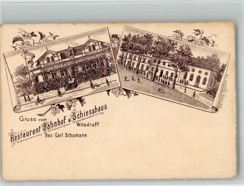 Wilsdruff Vorläufer Druck um 1890 Bahnhofs-Gasthaus & Schiesshaus