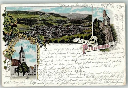 Pfullingen 1901 Burg Lichtenstein Kirche Rathaus