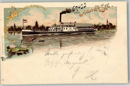 Dießen 1898 Ammersee Salondampfer Giesela Seerosen Verlag Ottmar Zieher-München