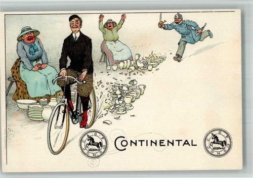 1899 Pneumatic Fahrrad Marktszene Polizei Lithographie